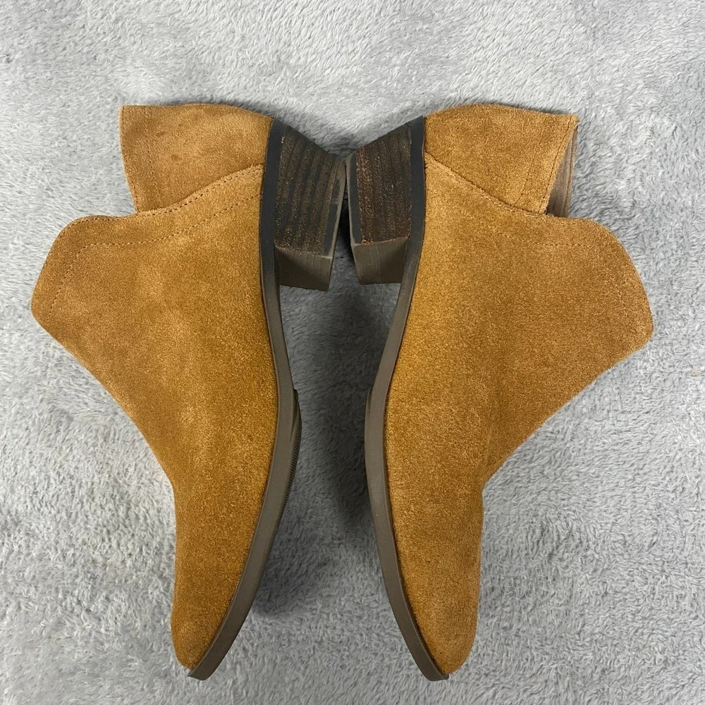 Crown Ivy Ankle Booties Womens 7 Wide Kendall Suede Side Zip Block Heel Tan‎ 7W
